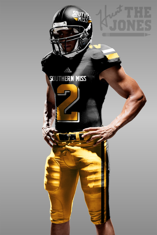 Southern Miss Realistic Black on Gold (Gold Numbers)