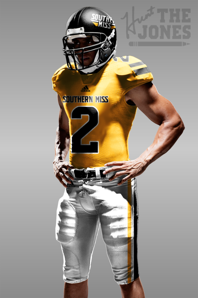 Southern Miss Realistic Gold on White