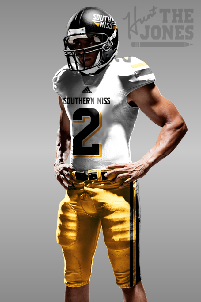 Southern Miss Realistic White on Gold